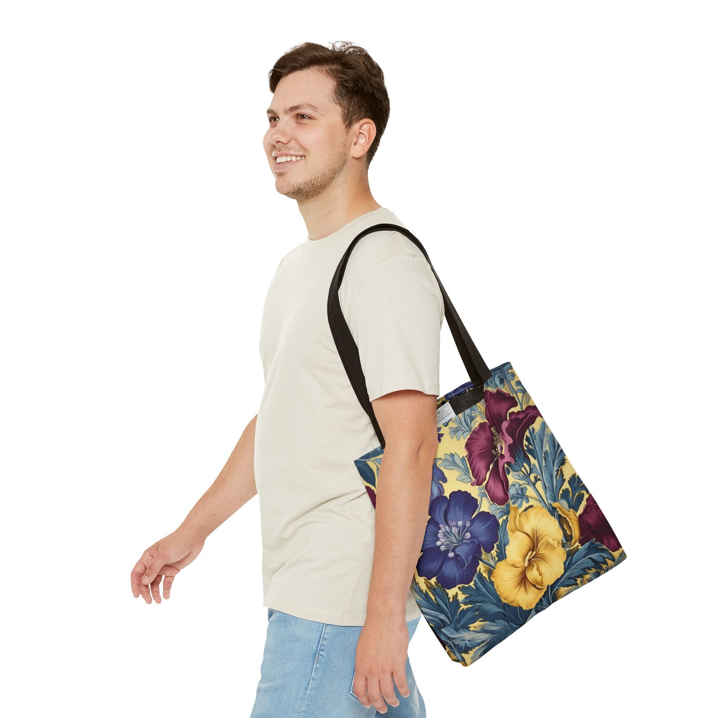 Floral Bloom Canvas Tote Bag, Vibrant Artistic Design for Everyday Use