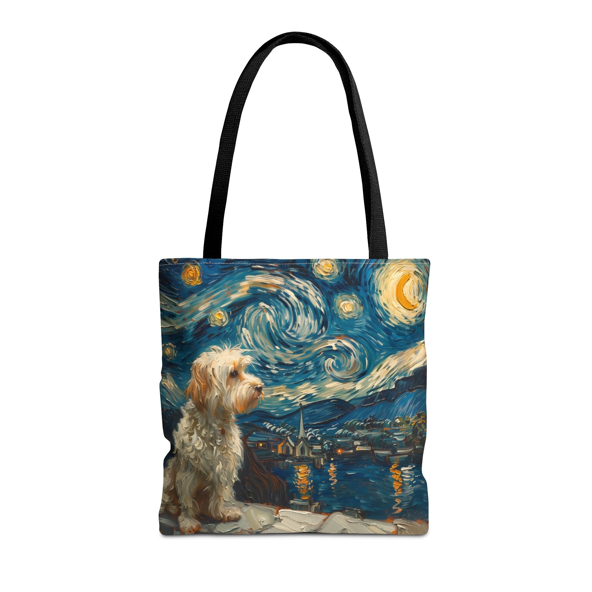 Starry Night Doodle Dog Tote Bag, Artistic Eco-Friendly Shopper