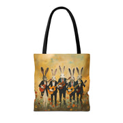 Bunny Serenade Artistic Canvas Tote Bag, Perfect for Music Lovers