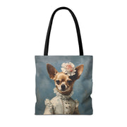 Elegant Chihuahua Canvas Tote Bag, Victorian-Inspired, Perfect Gift