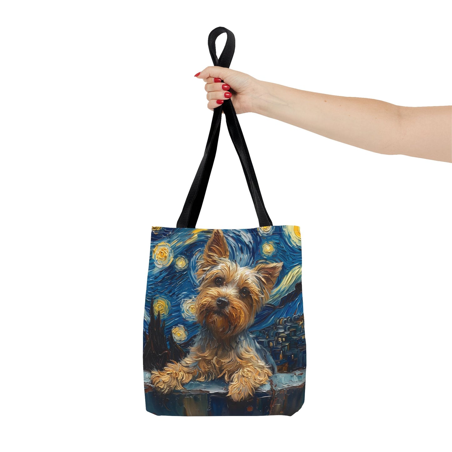 Starry Night Yorkie Tote Bag - Eco-Friendly Canvas for Dog Lovers