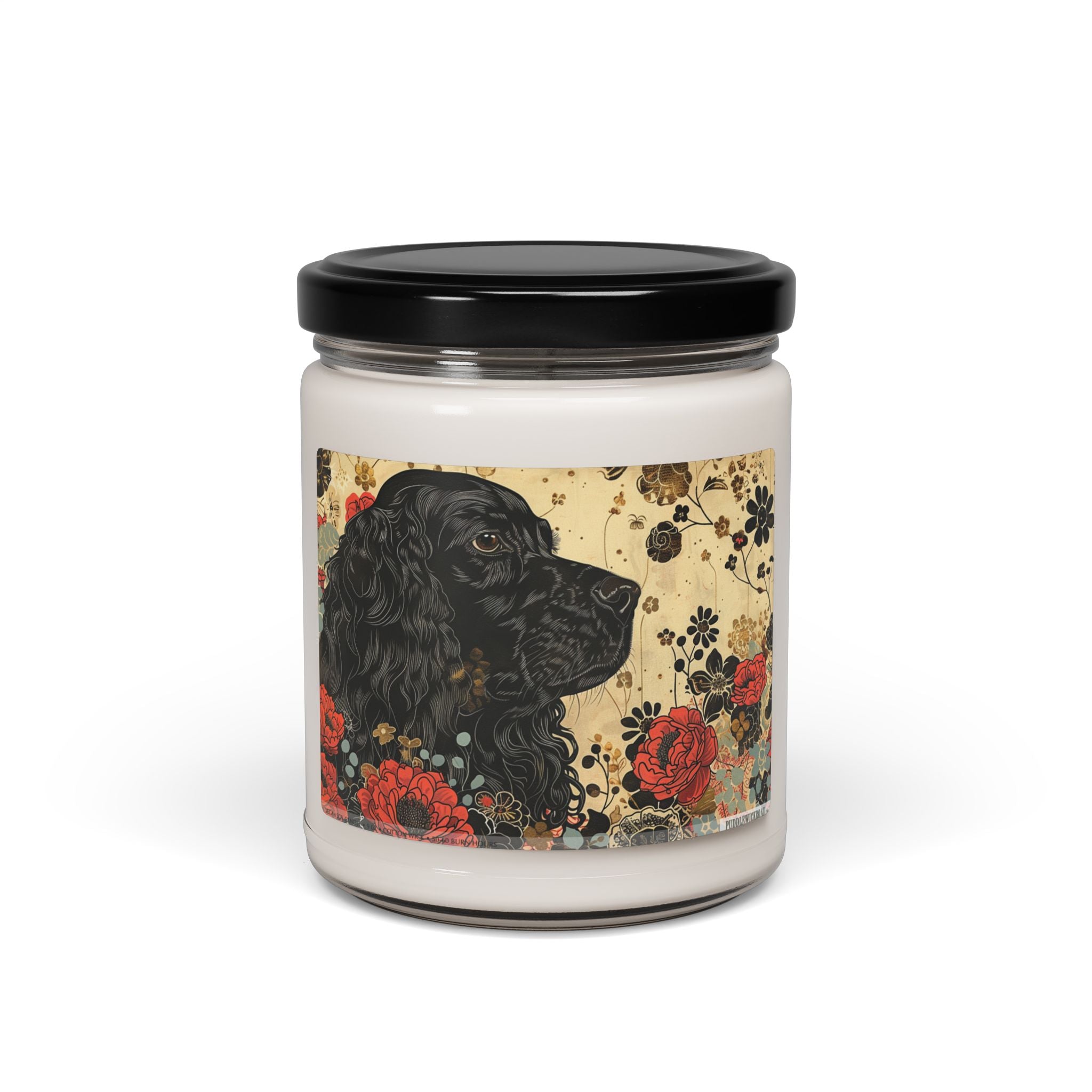 Elegant Black Cocker Spaniel Candle – Vintage Art Dog Lover Gift