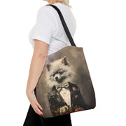 Elegant Pomeranian Portrait Tote Bag, Vintage Art Canvas for Dog Lovers