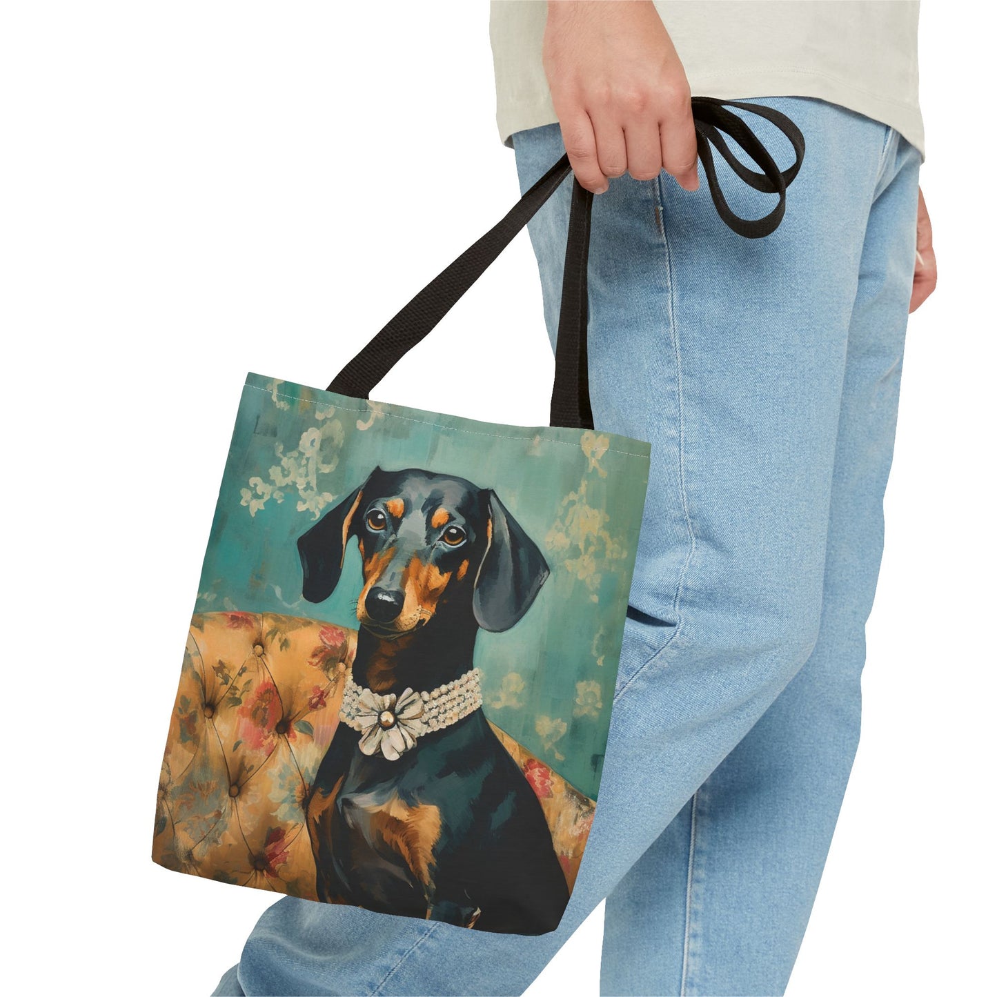 Dachshund Elegance Tote Bag - Artistic Dog Lover Canvas Bag