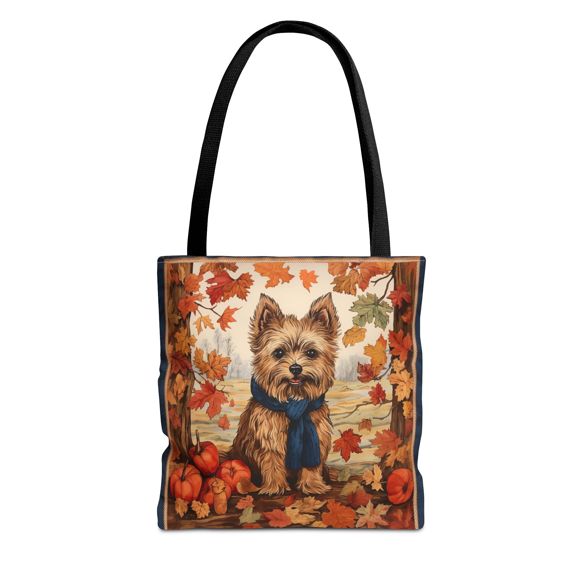 Yorkie Autumn Charm Tote Bag, Fall Leaves Design, Eco-Friendly Canvas