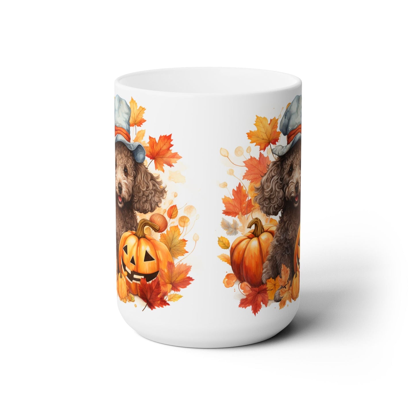 Poodle Halloween Coffee Mug - Fall Pumpkin Dog Lover Gift