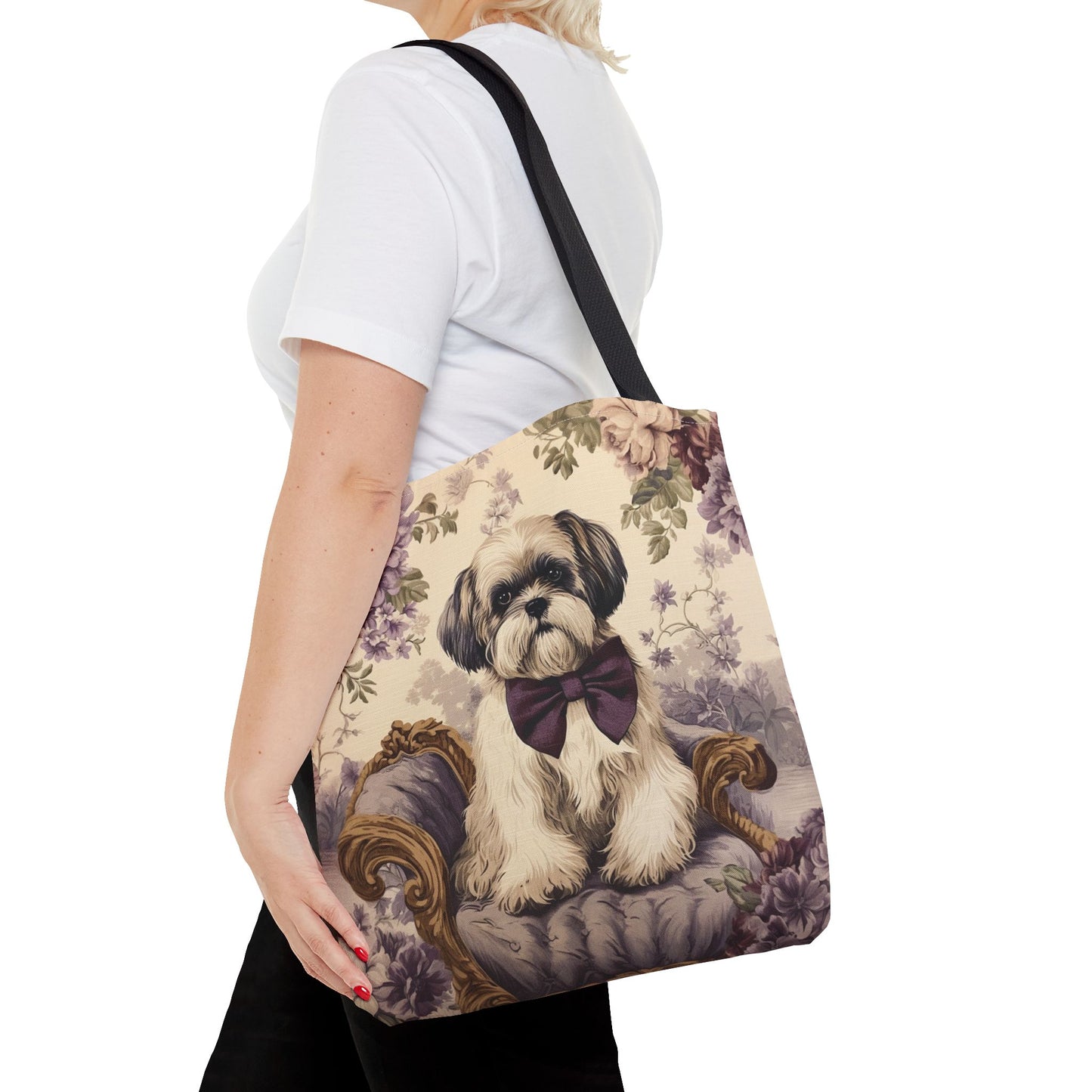 Regal Shih Tzu Floral Tote Bag - Stylish Eco-Friendly Gift for Pet Lovers