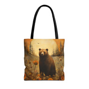 Sunset Wilderness Bear Tote Bag, Artistic Eco-Friendly Canvas Gift