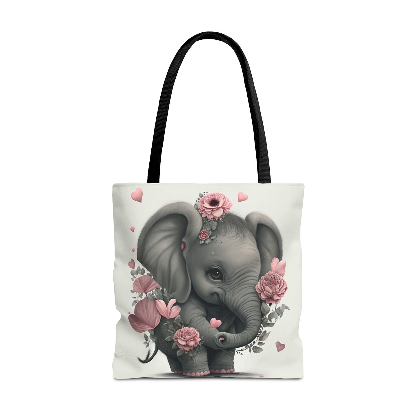 Floral Baby Elephant Tote Bag – Eco-Friendly, Versatile Canvas Bag