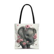 Floral Baby Elephant Tote Bag – Eco-Friendly, Versatile Canvas Bag