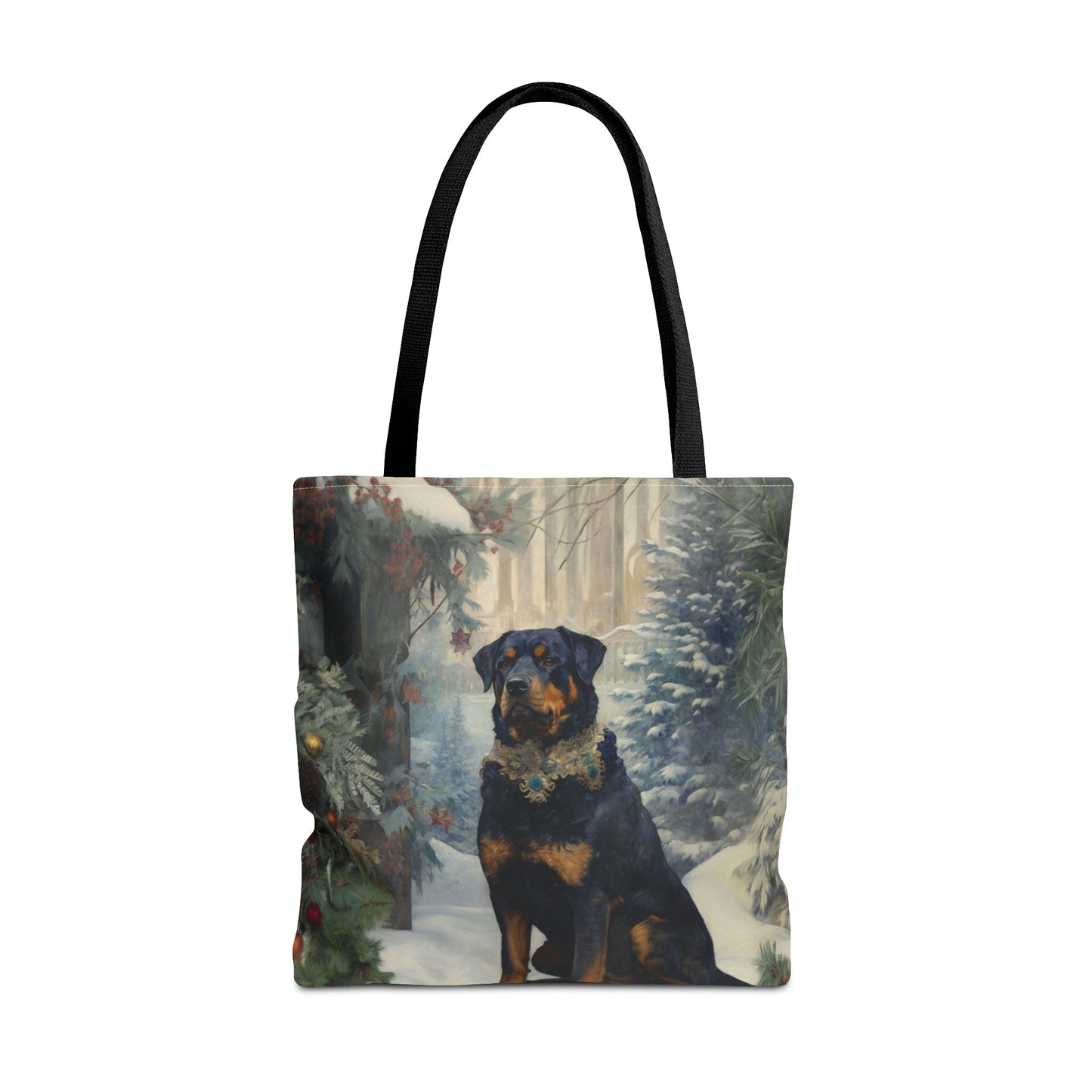 Rottweiler Winter Wonderland Canvas Tote Bag - Festive and Eco-Friendly