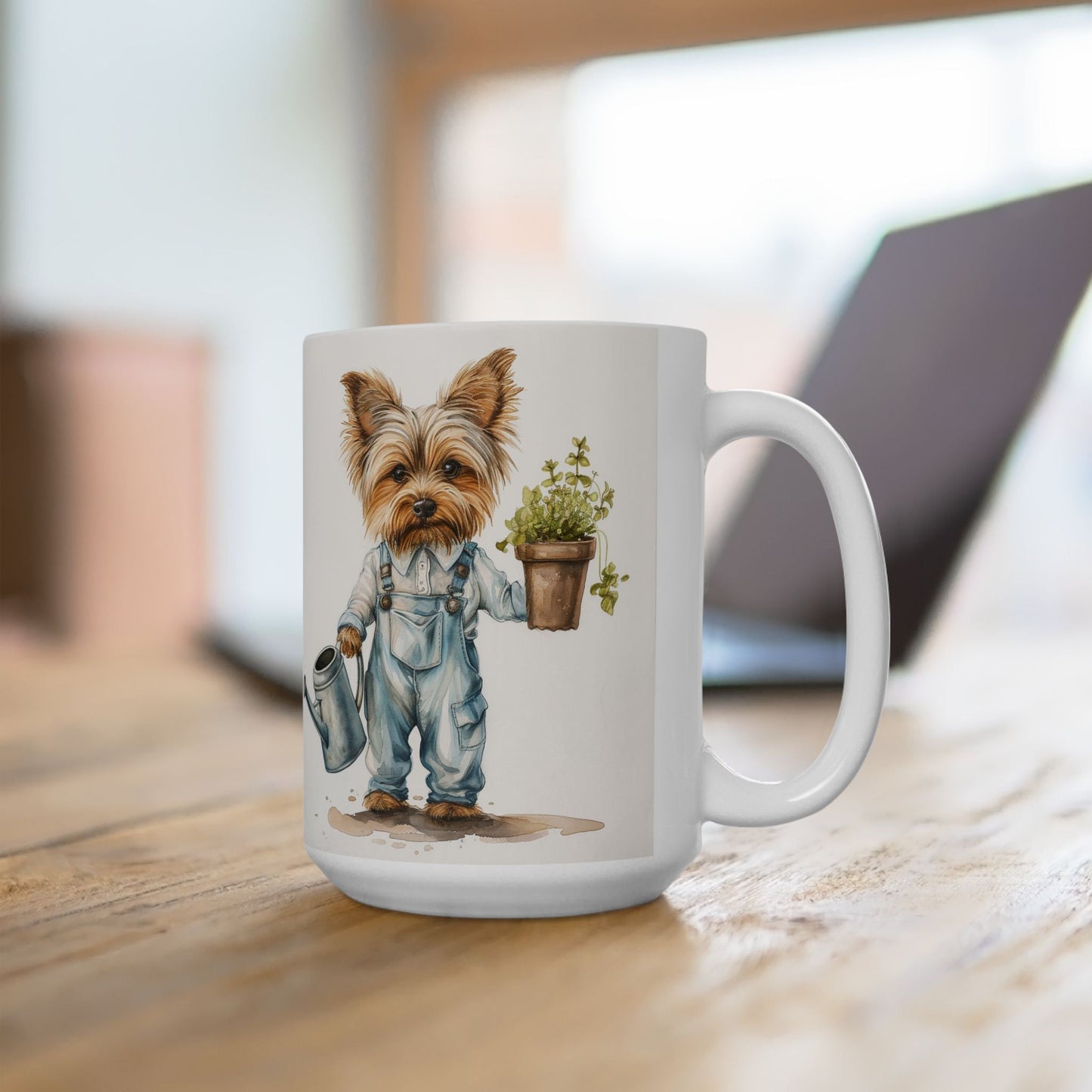 Yorkie Gardener Mug – Adorable Yorkshire Terrier Coffee Cup Gift