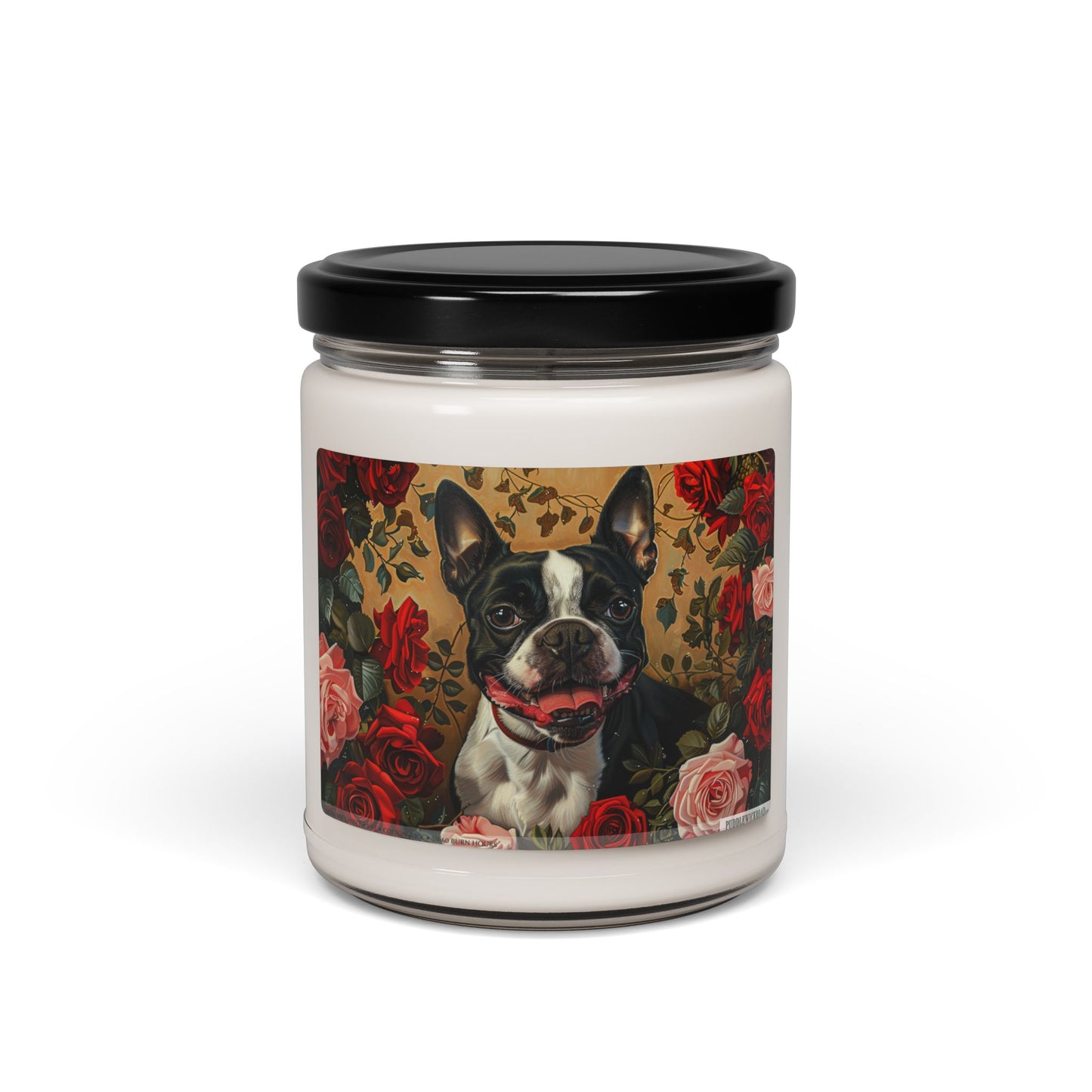 Boston Terrier Rose Garden Candle – Pet Lover Gift & Memorial