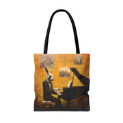 Sophisticated Rabbit Maestro Tote Bag, Artistic Canvas Design for Music Lovers