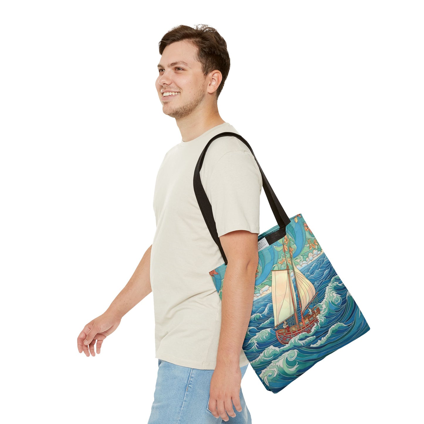 Sailboat Adventure Tote Bag, Ocean-Themed Eco-Friendly Shopping Bag