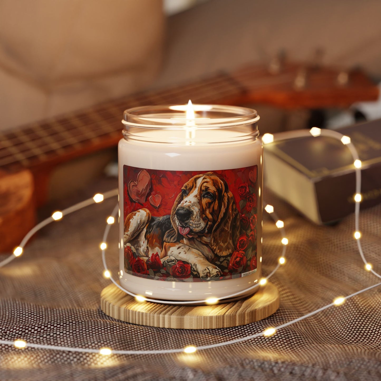 Basset Hound Valentine Candle – Dog Lover Gift with Artistic Design