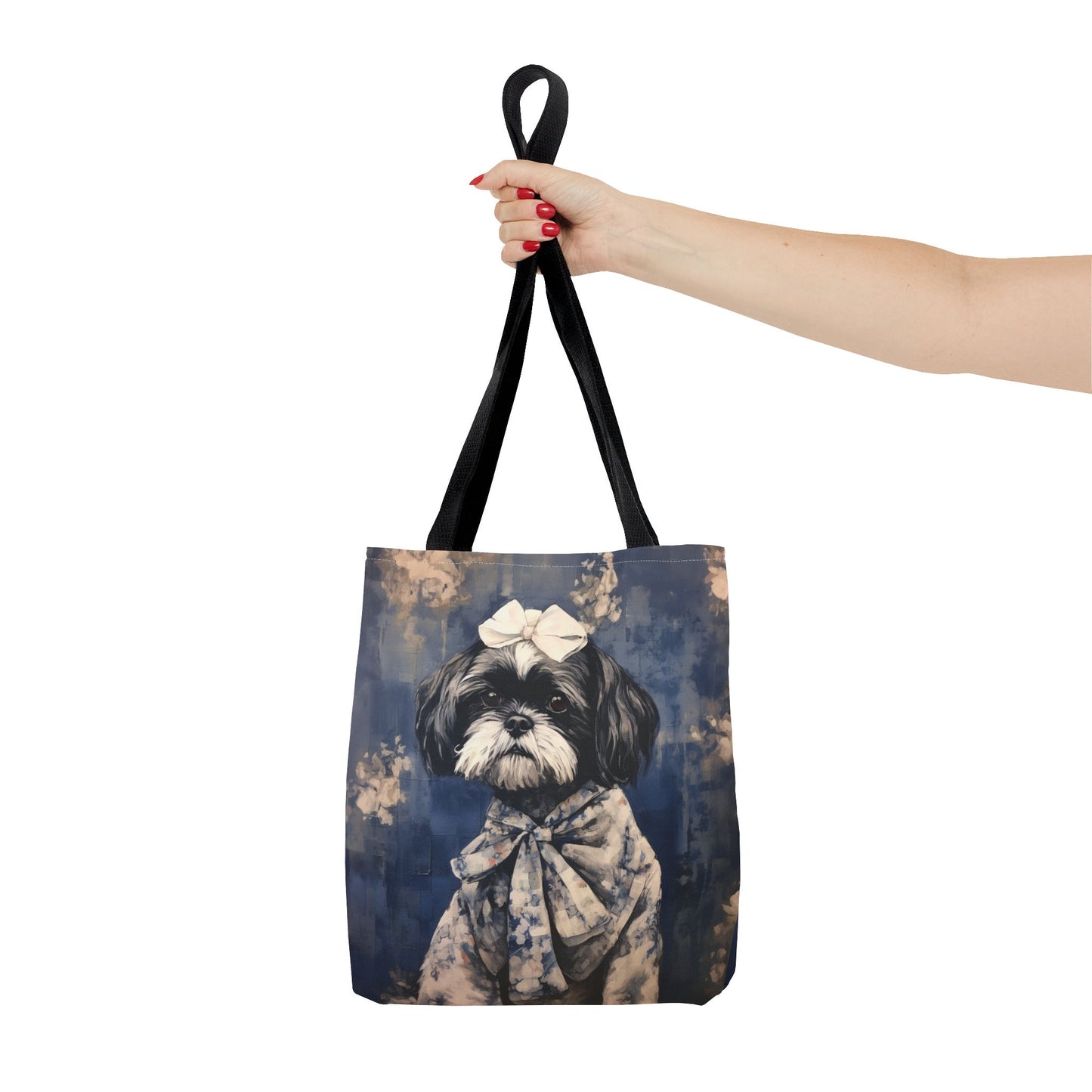 Shih Tzu Elegance Tote Bag, Floral Canvas, Stylish Dog Lover Gift