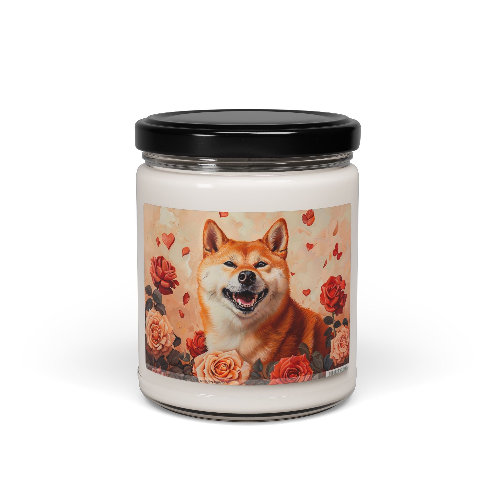 Shiba Inu Rose Garden Candle – Cozy Gift for Dog Lovers