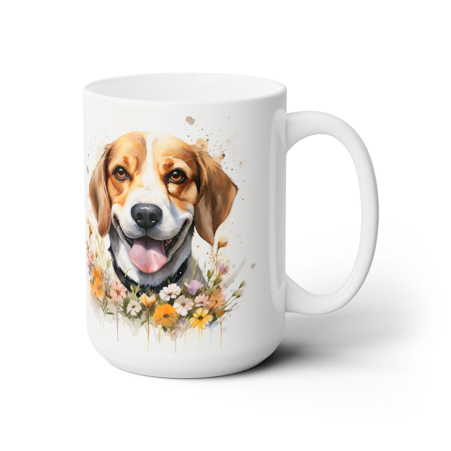 Beaming Beagle Mug – Floral Dog Lover Gift for Coffee Enthusiasts