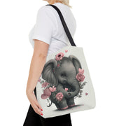 Floral Baby Elephant Tote Bag – Eco-Friendly, Versatile Canvas Bag