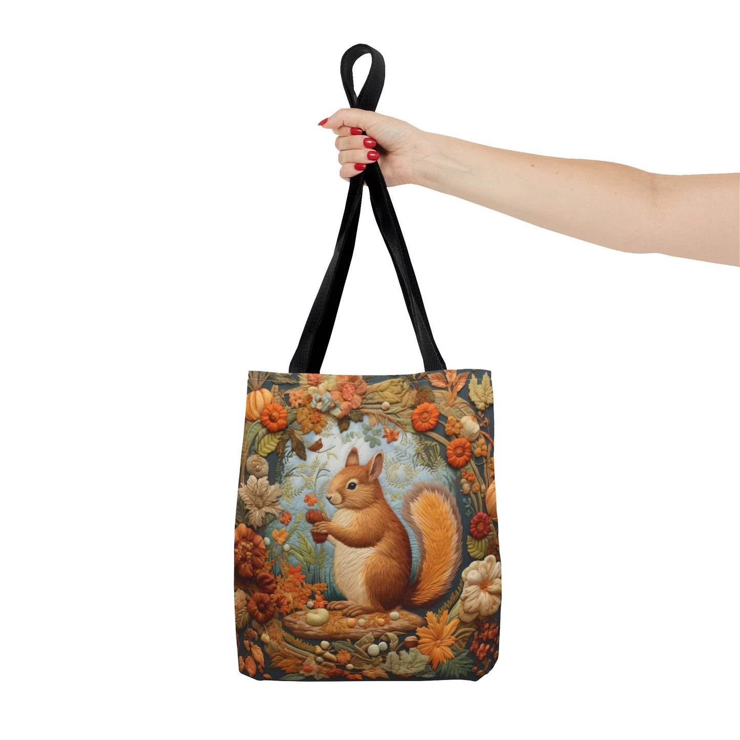 Autumn Woodland Squirrel Canvas Tote Bag – Eco-Friendly Fall Design