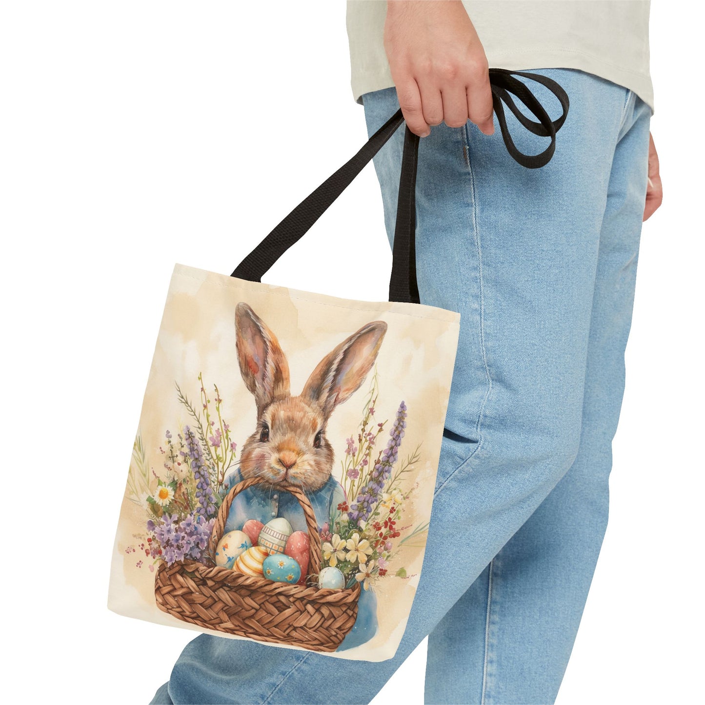 Easter Bunny Floral Market Tote Bag, Eco-Friendly & Stylish Gift