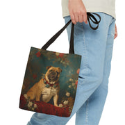 Regal Bulldog Floral Canvas Tote Bag, Chic Gift for Dog Lovers