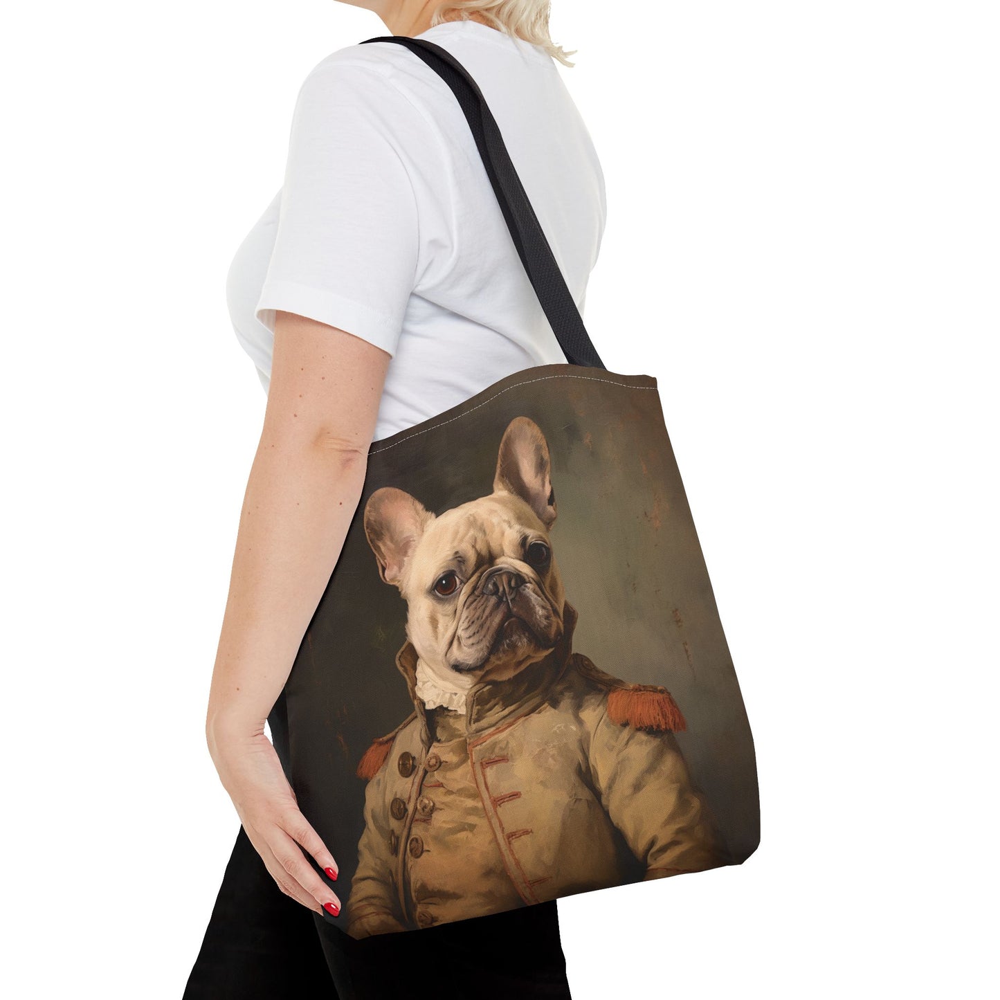 Regal French Bulldog Canvas Tote Bag, Vintage-Style Dog Lover Gift