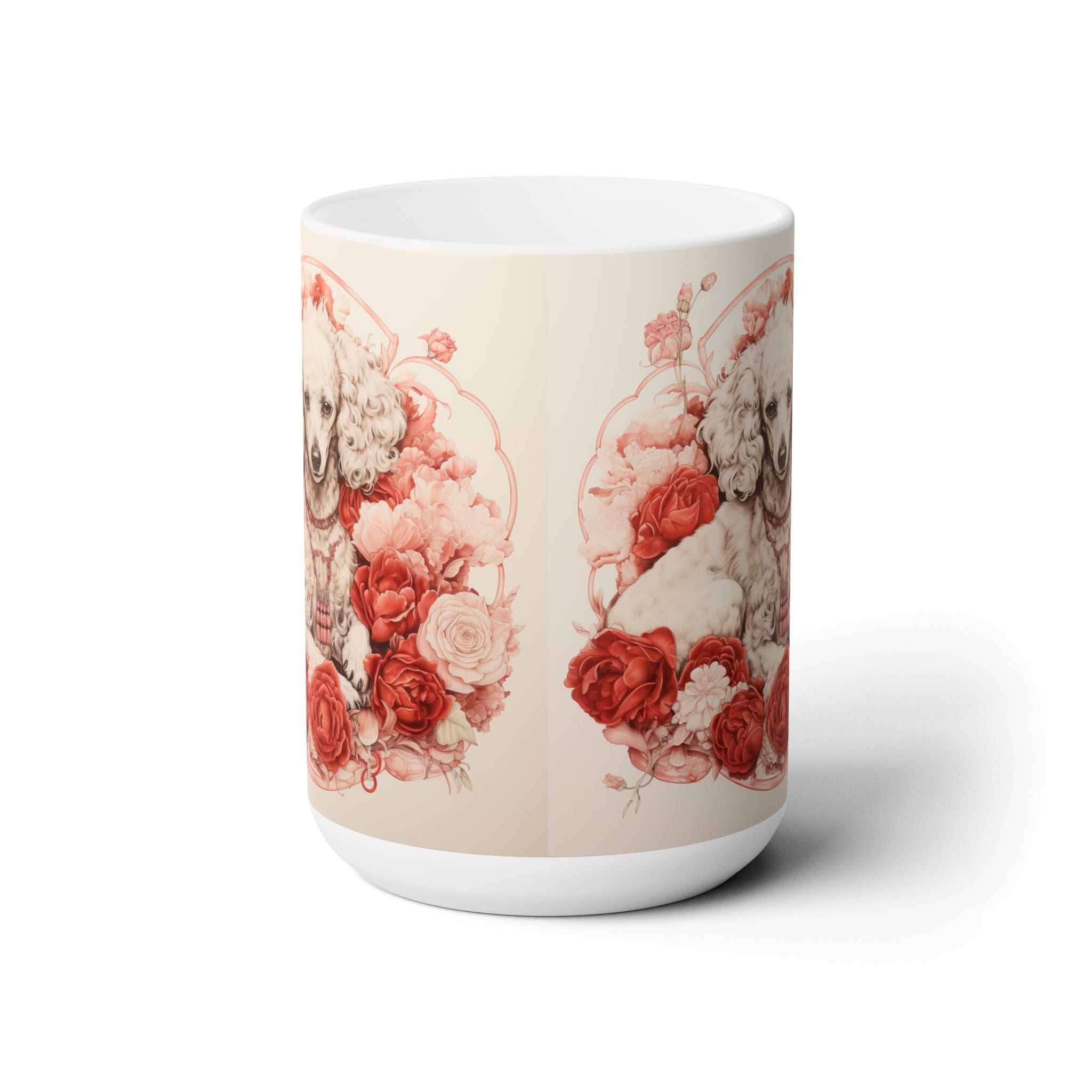 Elegant Poodle Mug - Floral Design for Dog Lovers