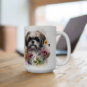 Shih Tzu Bloom Mug – Floral Dog Lover Gift, Coffee Mug, Tea Cup, Pet Mom Gift