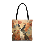 Floral Chihuahua Canvas Tote Bag - Dog Lover’s Carryall Gift