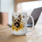 Yorkie Delight Floral Mug - Yorkshire Terrier Coffee Cup with Butterflies