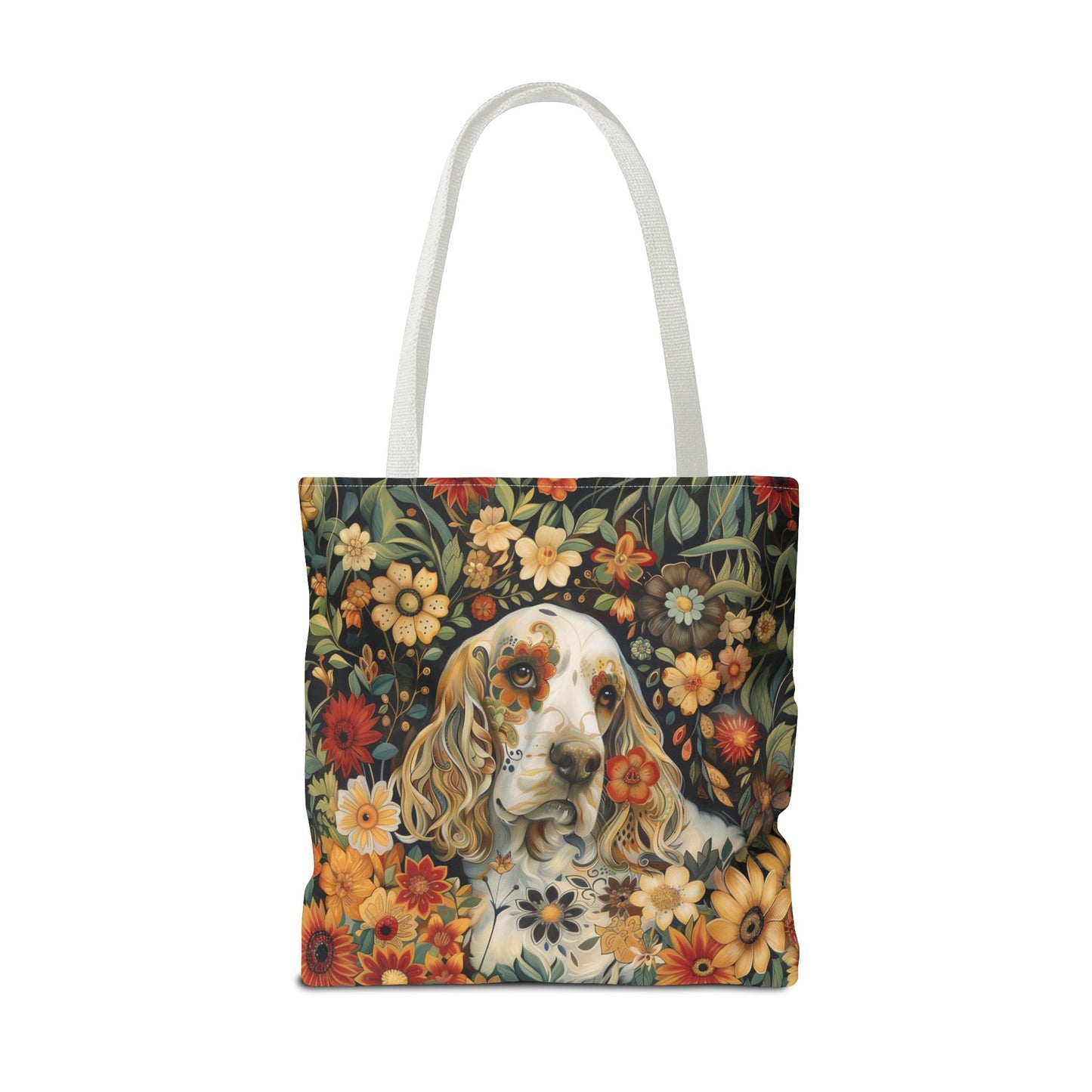 Floral Cocker Spaniel Canvas Tote Bag, Perfect for Dog Lovers