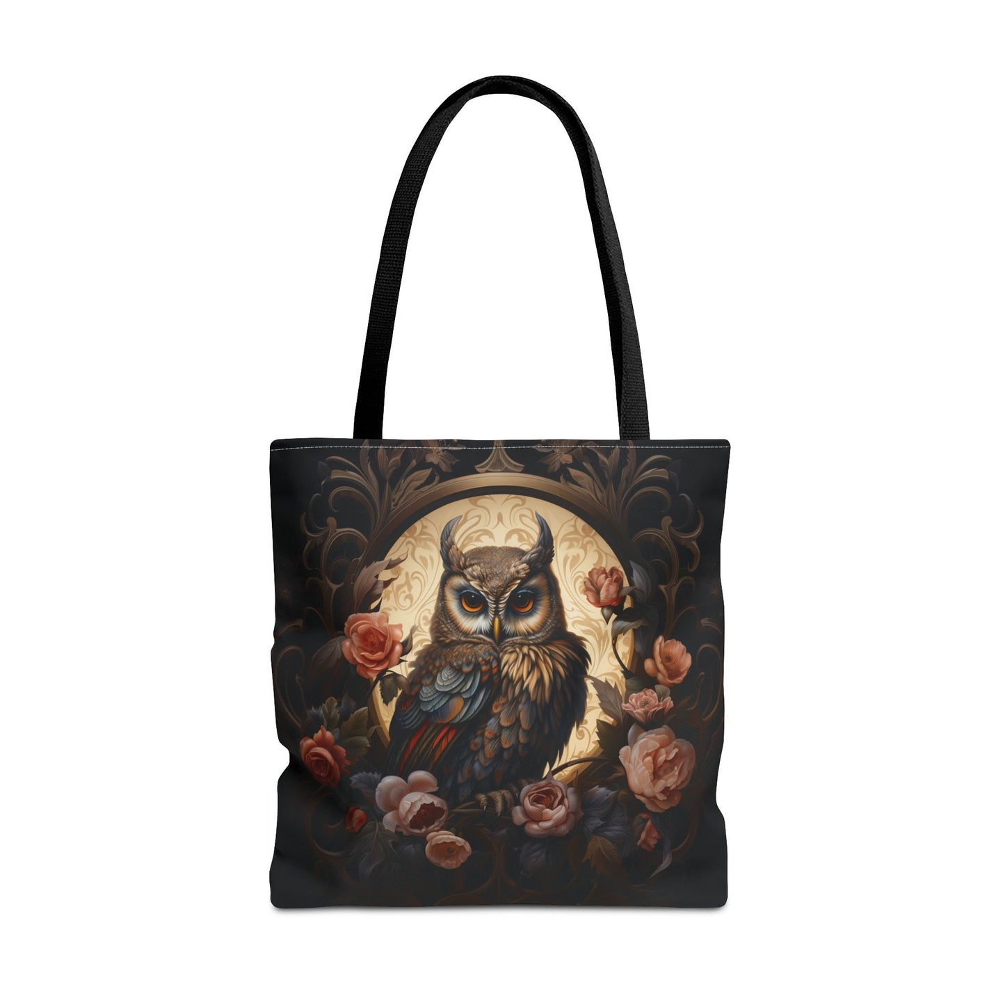 Elegant Woodland Owl Tote Bag with Vintage Floral Art