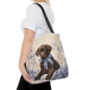 Chocolate Lab Puppy Tote Bag, Floral Artistic Eco-Friendly Gift