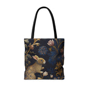 Golden Rabbit Botanical Tote Bag - Elegant Eco-Friendly Canvas Bag