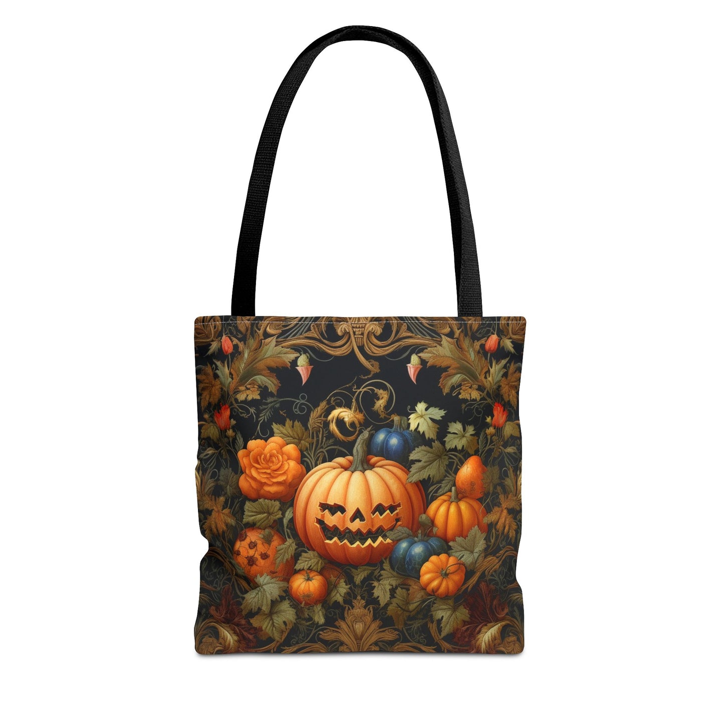 Elegant Vintage Pumpkin Halloween Tote Bag, Eco-Friendly Canvas Market Bag