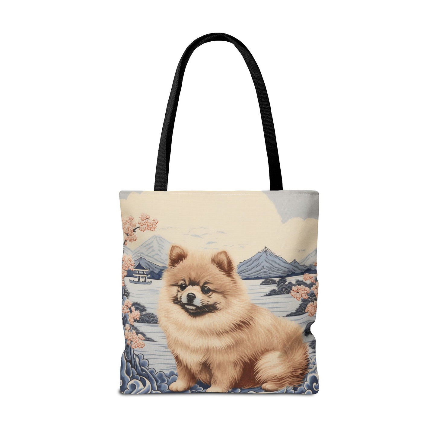 Pomeranian Bliss Tote Bag, Japanese Art Canvas Eco-Friendly Gift