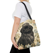 Charming Pekingese Floral Tote Bag, Elegant Art for Dog Lovers