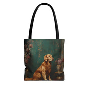 Golden Retriever Floral Art Tote Bag, Eco-Friendly Dog Lover Gift