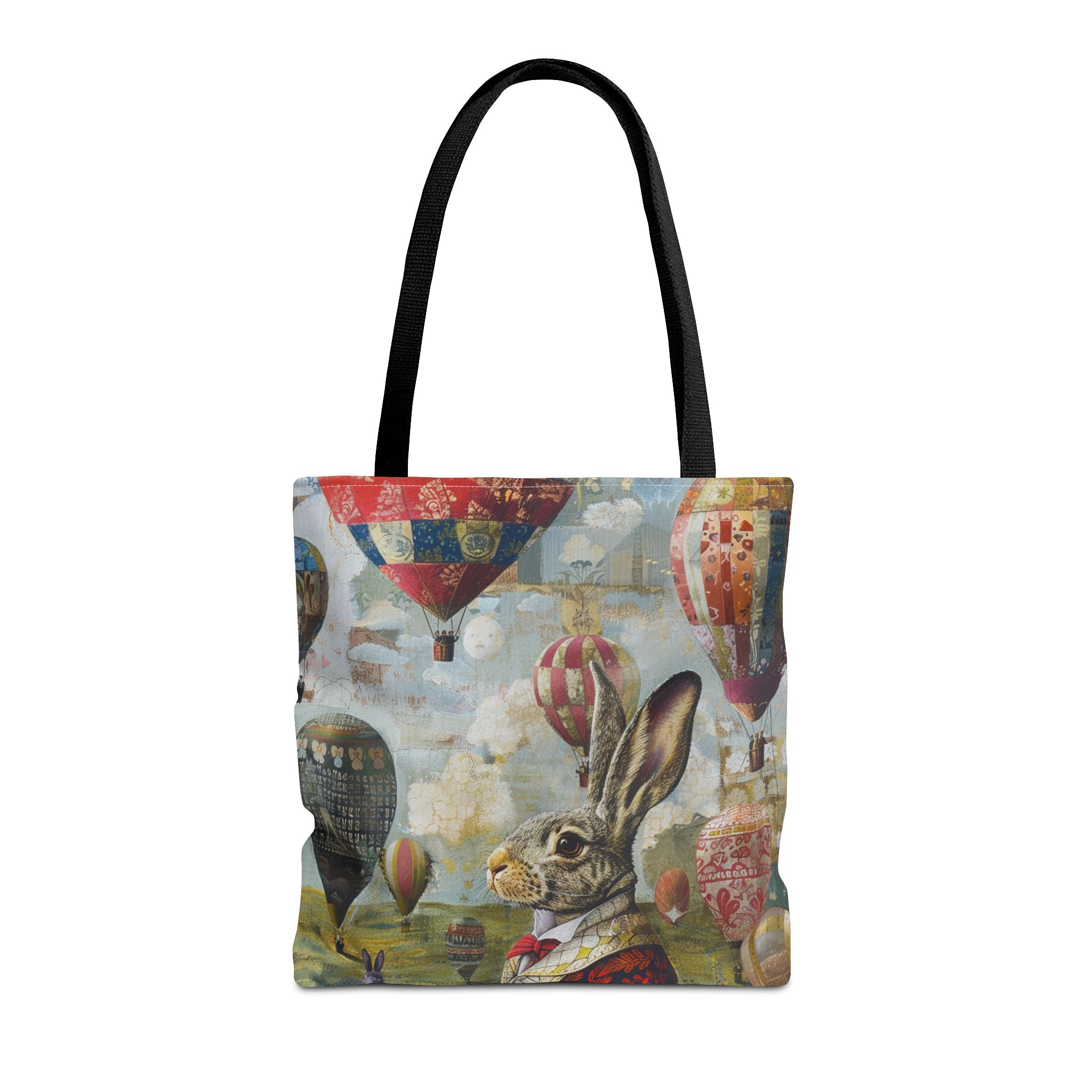 Whimsical Bunny and Hot Air Balloons Tote Bag, Artistic Eco-Friendly Design