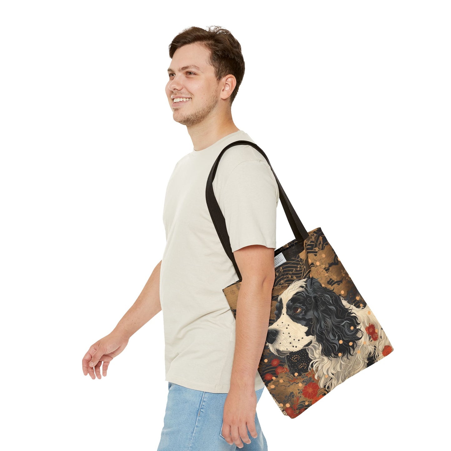 Elegant Cocker Spaniel Tote Bag with Floral & Artistic Design