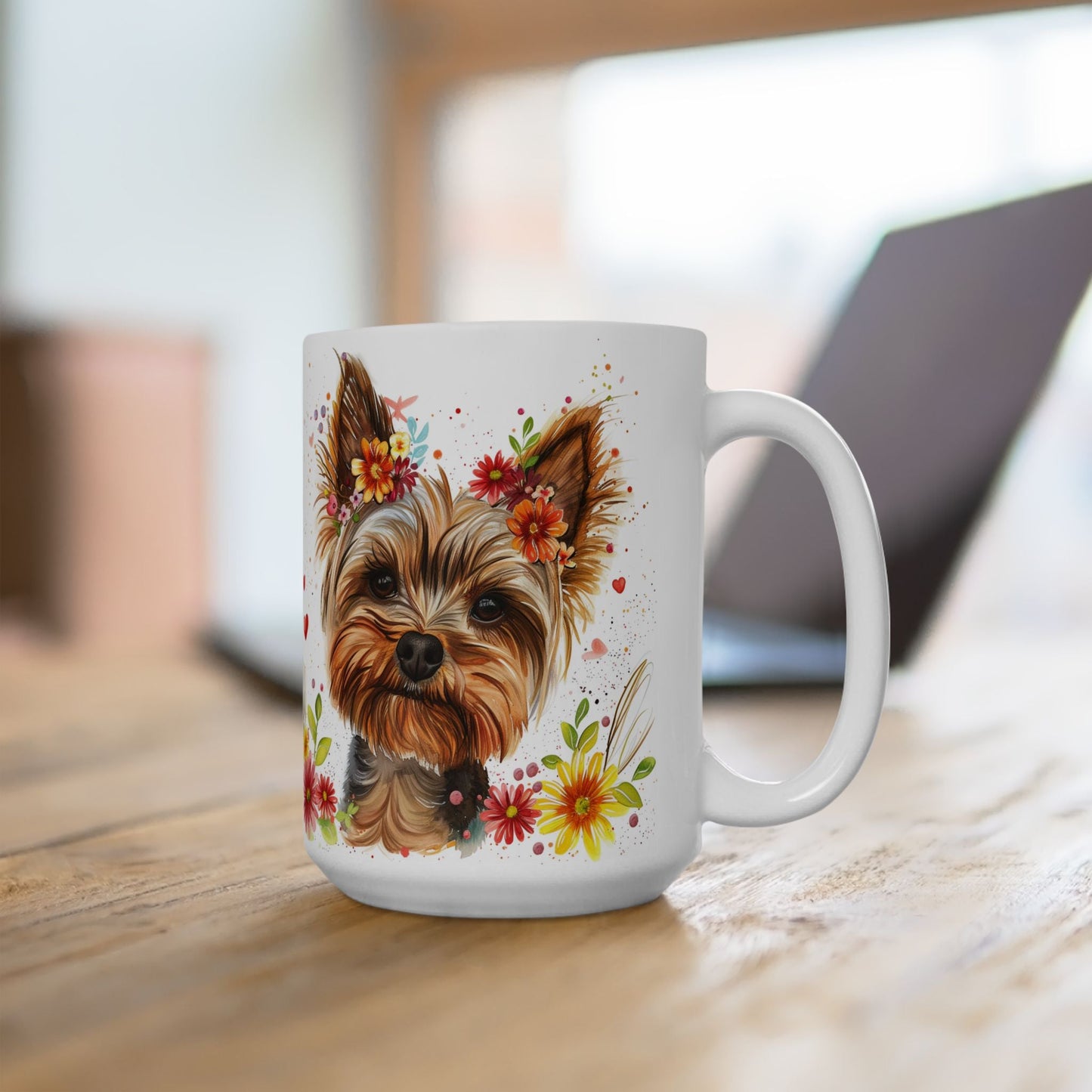 Yorkie Lover Floral Coffee Mug – Yorkshire Terrier Gift for Dog Moms