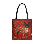 Boston Terrier Floral Tote Bag - Vibrant Red Design for Dog Lovers