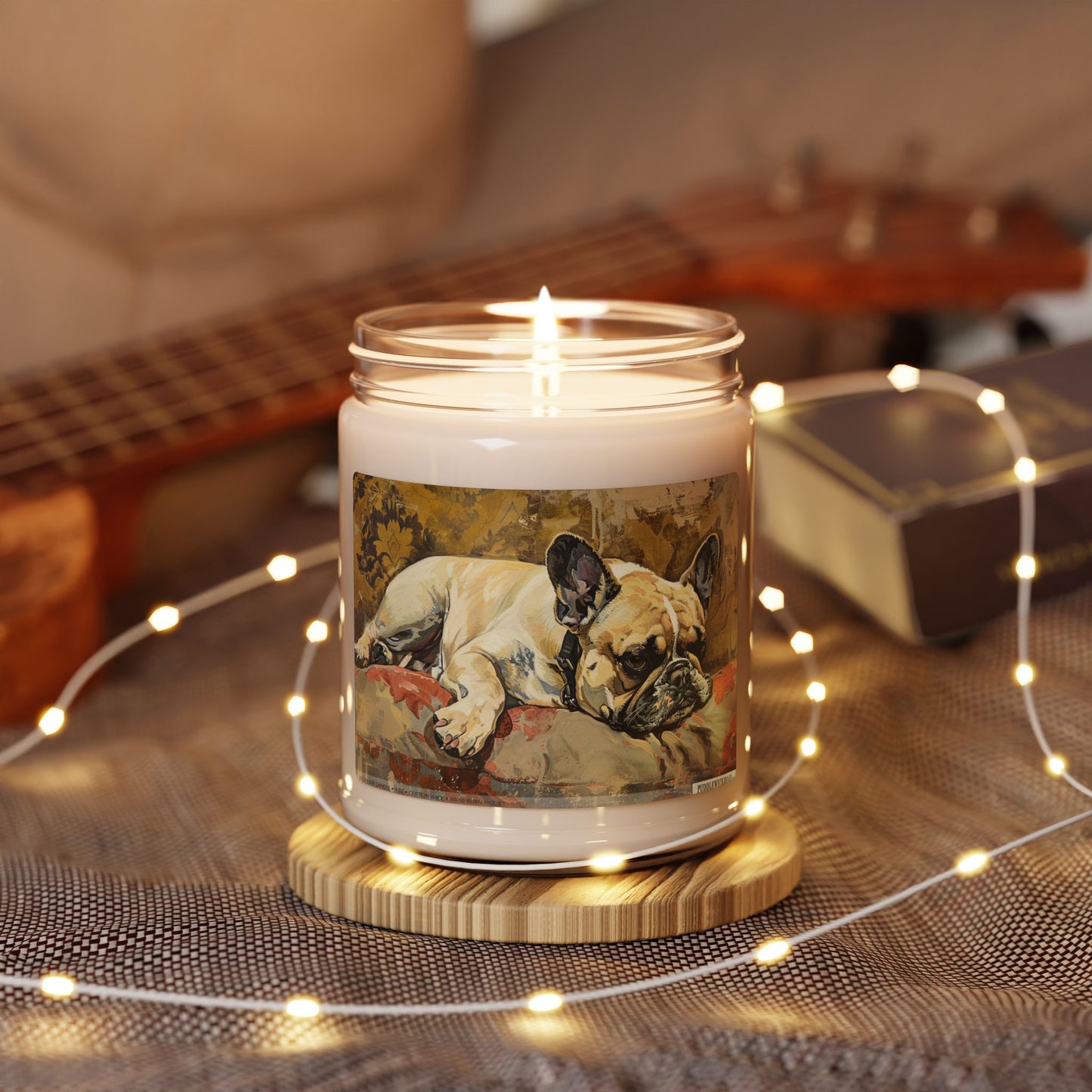 Cozy French Bulldog Soy Candle – Vintage Art Design Gift