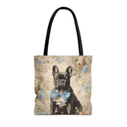 French Bulldog Floral Tote Bag with Vintage Charm