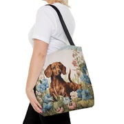 Dachshund Floral Tote Bag, Artistic Dog Lover Gift for Everyday Use