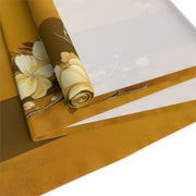 Golden Sakura Blossom Table Runner | Yellow, Cream, and Brown Design (72" or 90")