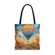 Hot Air Balloon Canvas Tote Bag, Vibrant Autumn Design for Eco Shoppers