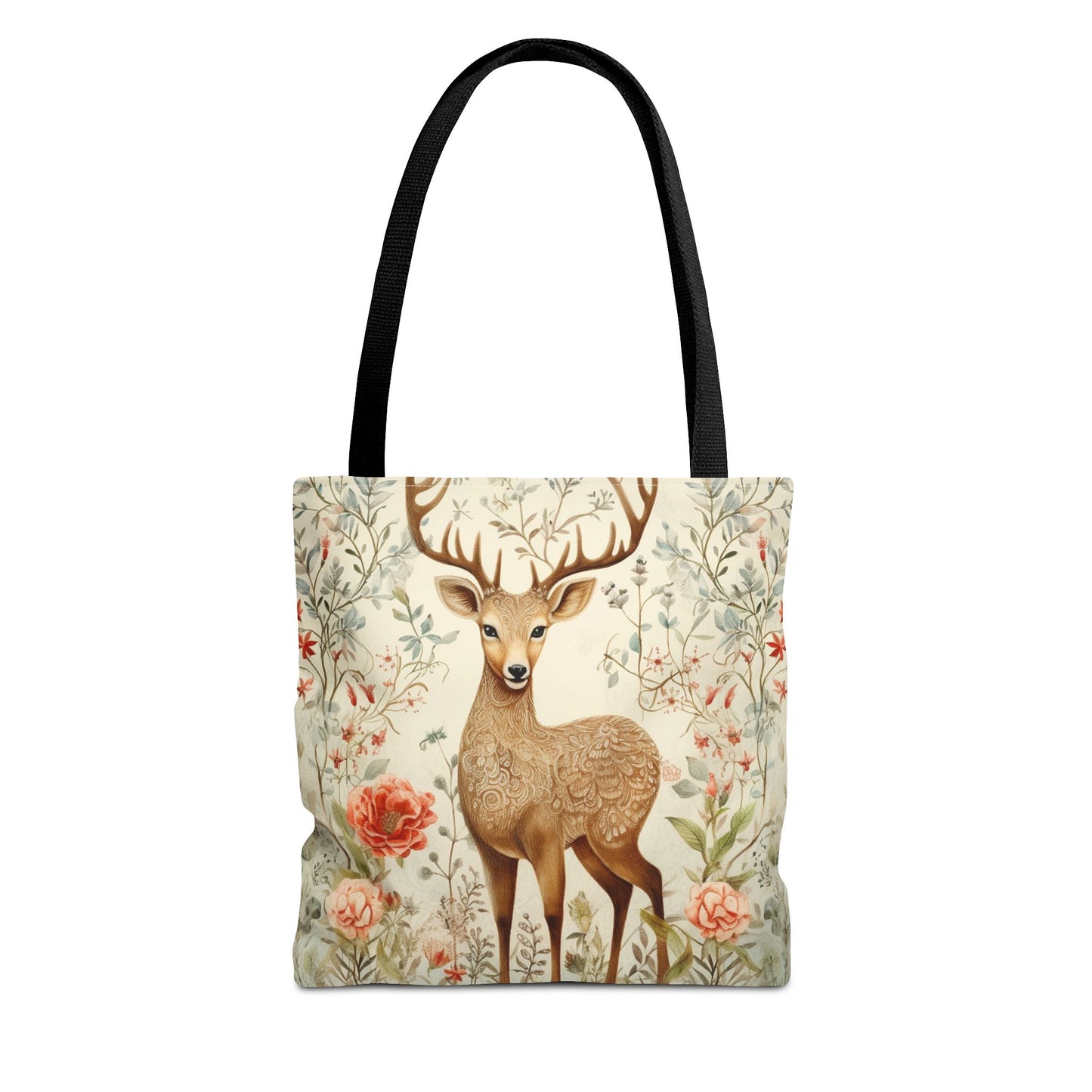 Deer Meadow Floral Tote Bag, Eco-Friendly Shopping and Book Bag